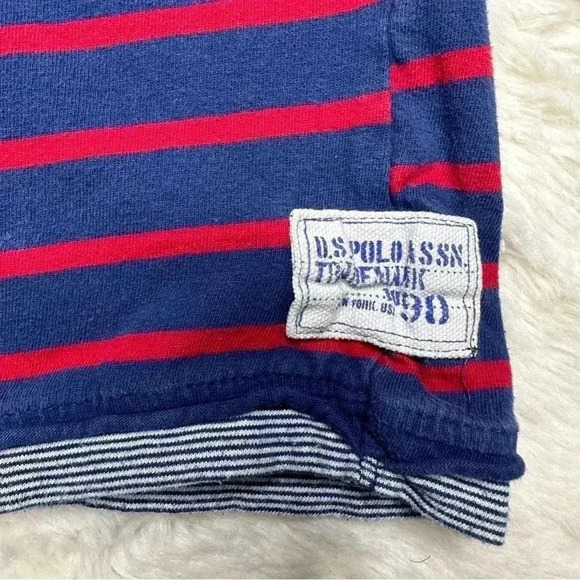 U.S. Polo Association T-Shirt Stripes V-Neck Blue &  Red Size 4T - Picture 10 of 16